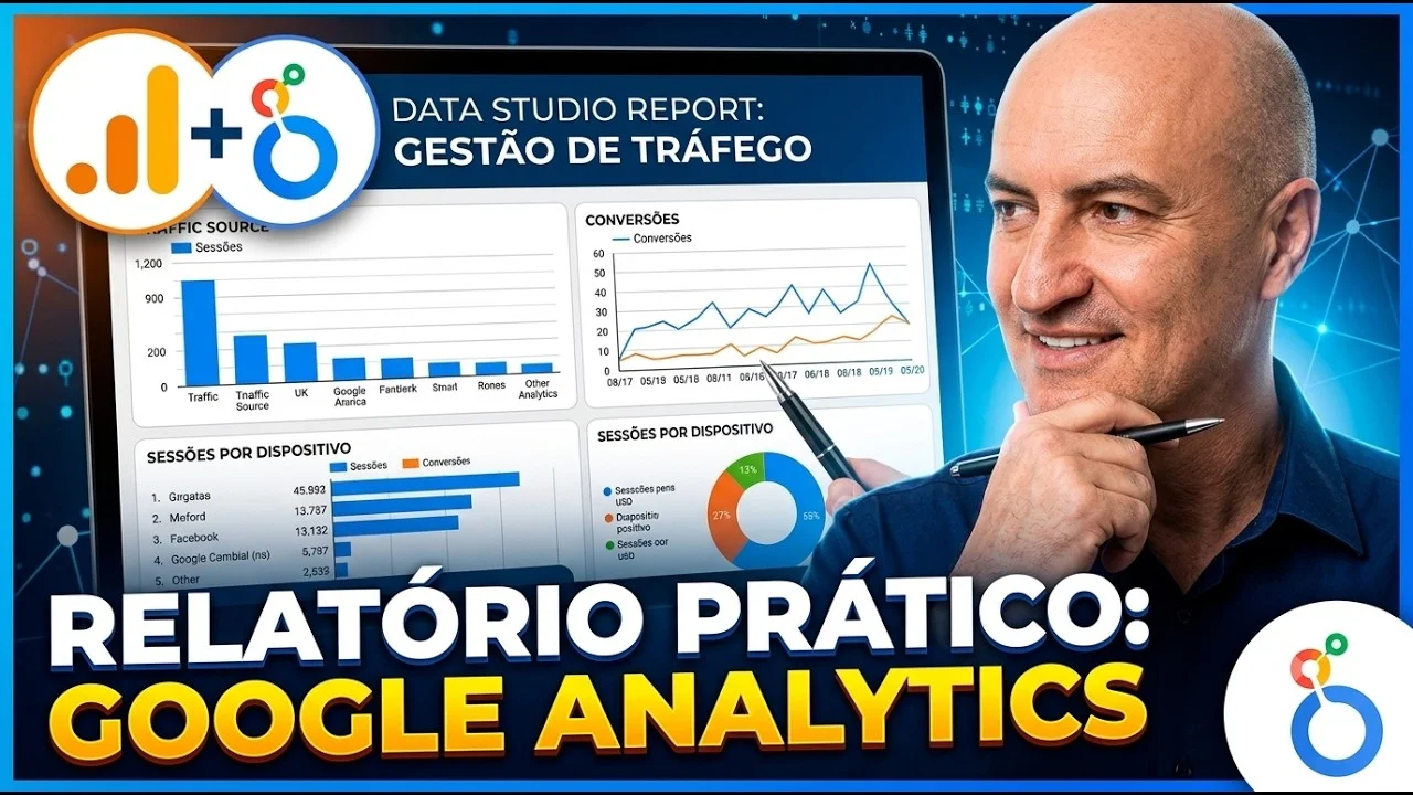 Relatório de Google Analytics no Looker Studio para Tráfego Pago